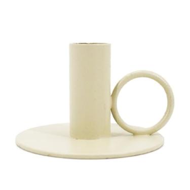 Imagem de Castiçal de ferro preto e branco base de vela de restaurante retrô suporte de castiçal de metal, 10, h