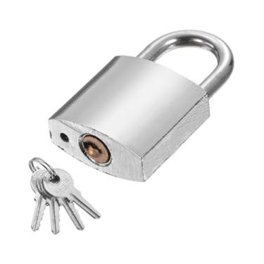 Imagem de PATIKIL Trava resistente de 24,5 mm, 1 cadeado de liga de aço de alta segurança com 4 chaves para janela de porta de armazenamento de contêiner de transporte de armazém (H: 42 mm