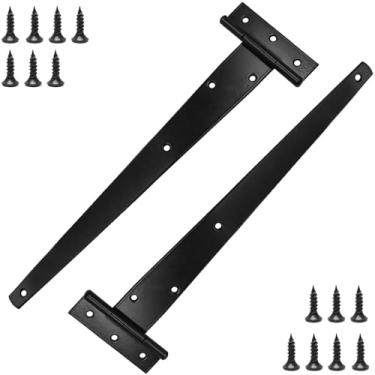 Imagem de Wopanxye Dobradiças para portão de jardim, 12 polegadas (300 mm), dobradiças em T com 7 furos com parafusos, ângulo aberto 270, revestimento à prova de ferrugem, para armários de janelas de porta de