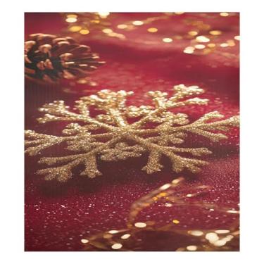 Imagem de STAYTOP Fundo vermelho Natal flocos de neve dourado capa ímã máquina de lavar louça 58 x 66 cm porta frontal capas decorativas de geladeira adesivo folha magnética máquina de lavar roupa painel de