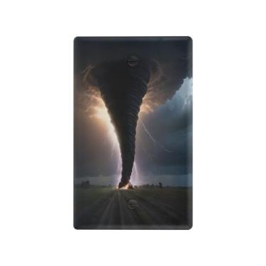 Imagem de CEBUGI Placa de cobertura para interruptor de luz preto Tornado Duplex Capa de placa de parede inquebrável Tamanho padrão 4,53 x 2,76 polegadas