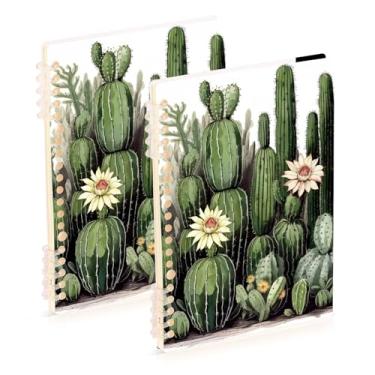Imagem de Burbuja Cadernos de plantas de cacto, papel pautado universitário A5 com 60 folhas, fichário para escritório, 2 unidades