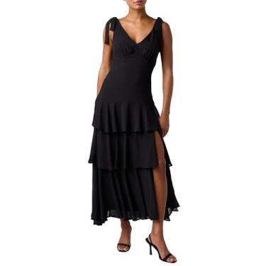 Imagem de Lulus Vestido longo feminino Arya em camadas, Preto, GG