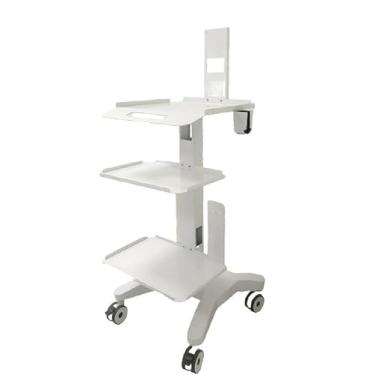 Imagem de Carrinho de trabalho para laptop médico com rodas, carrinho de laboratório com rodinhas de altura ajustável com suporte de scanner – mesa de computador móvel resistente para clínicas odontológicas