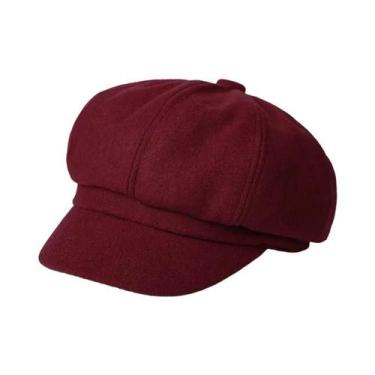 Imagem de Boina Feminina De Inverno Octogonal Cor Sólida Estilo Britânico Francê