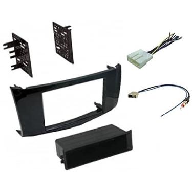 Imagem de Kit de painel preto brilhante para instalação estéreo de carro, arnês de arame e adaptador de antena para instalar um rádio de reposição para 2013 2014 2015 2016 Nissan Sentra