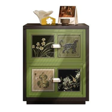 Imagem de Mesa de cabeceira com 2 gavetas, mesa lateral prática para cama/mesa de cabeceira, mesa de canto para quarto, alça de metal, superfície pintada, para quarto, sala de estar, armário (tamanho: 40 * 50