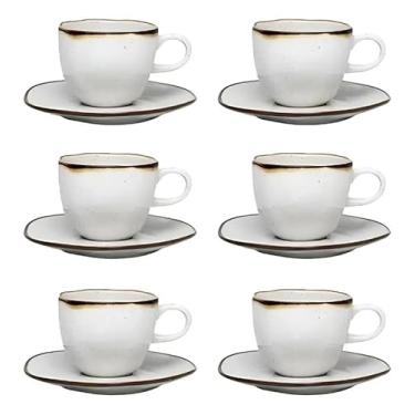 Imagem de Conjunto de 6 xícaras de chá, cada uma com capacidade de 220 ml, incluindo um pires.