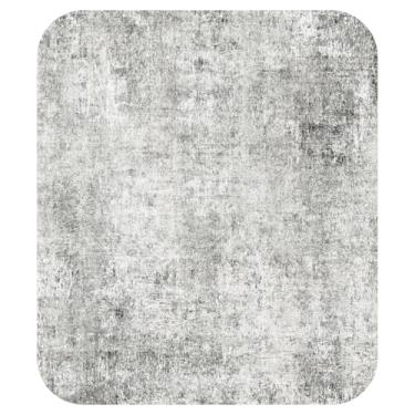 Imagem de RELEANY Tapetes laváveis, quadrados, 2,4 m, antiderrapantes, modernos, abstratos, macios para sala de estar, entrada, quarto, berçário, estampado, cinza, branco, cinza