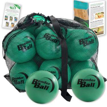 Imagem de Bender Ball Pacote de estúdio oficial (conjunto de 12, verde), bola de pilates macia original de 22 cm, bola de exercícios pequena para barra, ioga, estabilidade, abdômen, fisioterapia + bolsa de