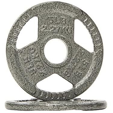 Imagem de Fitvids Placa de ferro fundido para treinamento de força e halterofilismo, centro de 5 cm, 2,3 kg (conjunto de 2)