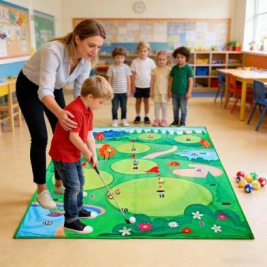 Imagem de Tapete de Prática de Golfe - Ferramenta de Prática Desportiva - Tapete de Treino de Golfe Substituível,para Crianças Iniciantes Interior Exterior Casa Quintal Escritório Relvado Garagem Pátio