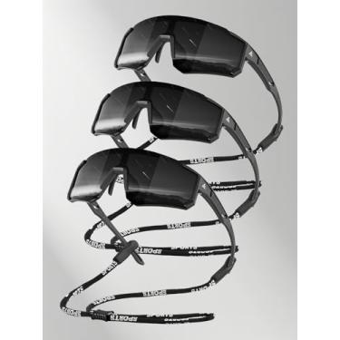 Imagem de Óculos de sol esportivos para atividades ao ar livre, leves, para pesca, condução, ciclismo, design esportivo para estilos de vida ativos, Cinza/cinza.