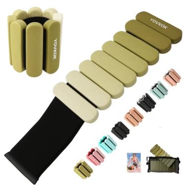 Imagem de Conjunto de 2 pesos de pulso de silicone para mulheres e homens, pesos para pernas/braços, ideais para treino de academia em casa, corrida, ioga, pilates, barra, exercício, treinamento de força