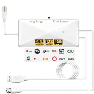 Imagem de Amplificador de antena de TV, amplificador de sinal de antena digital, amplificador de antenas potente de alto ganho de 25 dB, alcance de recepção ajustável, adequado para todas as antenas de TV