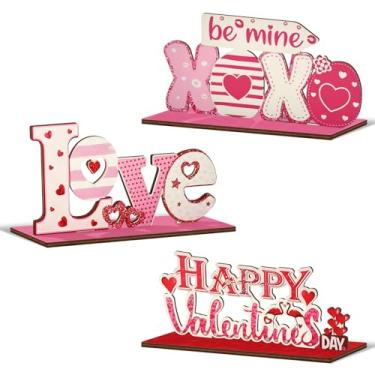 Imagem de 3 Pcs Valentine's Day Decorations Party Supplies Table Centerpieces,KSKSPE Valentines Theme Design and Sturdy Wooden for Valentines Day Party Favors Decorations
