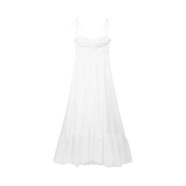 Imagem de Vestido Longo Elegante Feminino Em Camadas, Cintura Alta, A-line, Com 