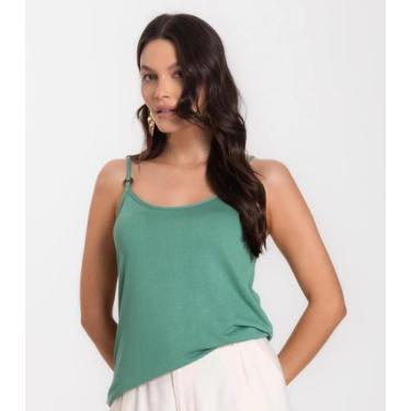 Imagem de Blusa de Alça em Visco Tricot Infinita Cor Verde, M, Verde