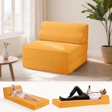 Imagem de Kasunpul Sofá-cama dobrável com travesseiro, cama de cadeira dobrável de espuma de memória, cadeira conversível com capa lavável, sofá futon para sala de estar/dormitório/uso de hóspedes/escritório em