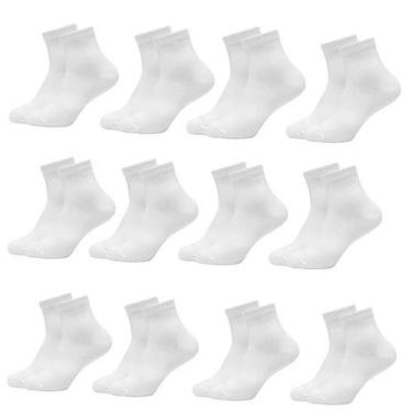 Imagem de Kit 12 Pares Meia Infantil Escolar Colegial Invisível Resistente Duráv