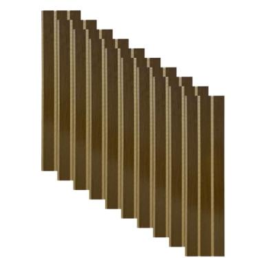 Imagem de Painel Ripado Autocolante MDF Carisma Kit 10 Ripas 45x10cm Parede Sala Quarto (Castanho)