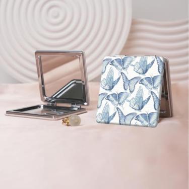 Imagem de Espelho de maquiagem portátil da série Millennium Y2K, mini espelho de maquiagem portátil dobrável, espelho de contorno quadrado portátil de dupla face, adequado para todos usarem em várias ocasiões