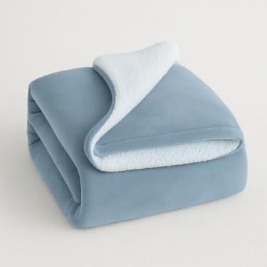 Imagem de Cobertor Manta Soft Bebê Dupla Face Macio Sherpa Palha e Microfibra Para o Frio(Azul)