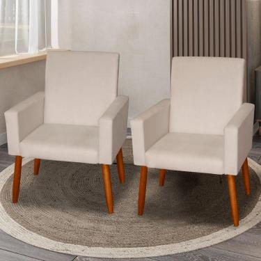 Imagem de Kit 2 Poltronas Decorativas Mel Material Sintético Bege Dal Poz Estofados