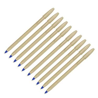 Imagem de Kit 10 Caneta Bic Cristal Efeito Matte Corpo Dourado Escuro