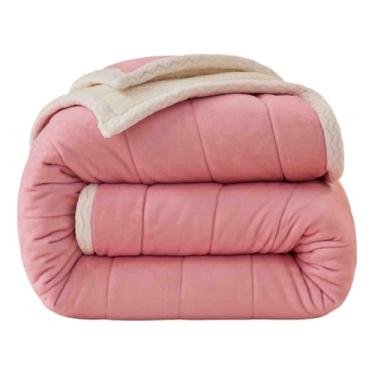Imagem de Manta de lã feminina masculina para cama adulto casal solteiro para sofá outono inverno grosso e quente macio e confortável (rosa, 180 x 200 cm)