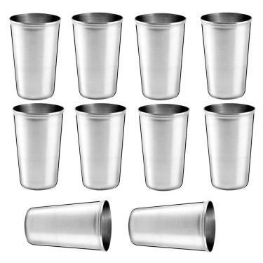 Imagem de Kit Jogo Conjunto 10 Copos Inox 250 ml Inquebrável