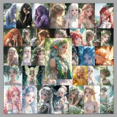 Imagem de Pacote de adesivos Fantasy Elf Girl, 50 peças de decalque estético de 