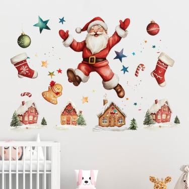 Imagem de Adesivos de parede Papai Noel e Vila de Natal 40x60cm PVC - yiweisai