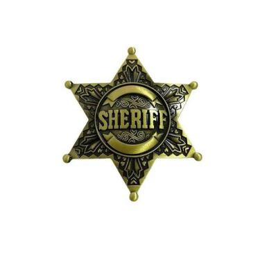 Imagem de Brooch Pins Sheriff Star Retro, distintivo de liga leve de seis pontas