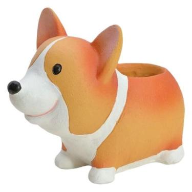 Imagem de Vaso de flores em resina Corgi Cartoon Dog Animal Plant Vaso de 14,5 c