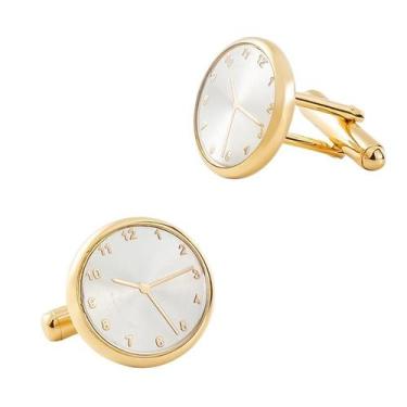 Imagem de Design de relógio redondo banhado a ouro Cufflinks para homens - yiwei