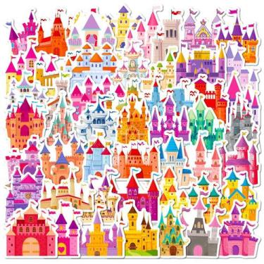 Imagem de Adesivos Pink Castle, 50 peças de vinil Creative Cartoon Princess - yi