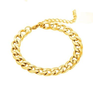 Imagem de Pulseira unissex de aço inoxidável Figaro Chain banhada a ouro 18K ban