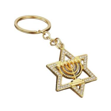 Imagem de Chaveiro Elegant Star of David Menorah em zinco banhado a ouro - yiwei