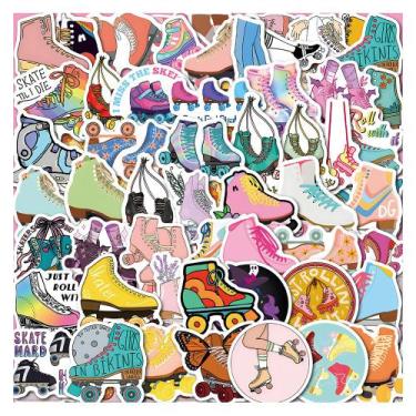 Imagem de Pacote de adesivos, patins de patins, 60 unidades, desenhos animados c