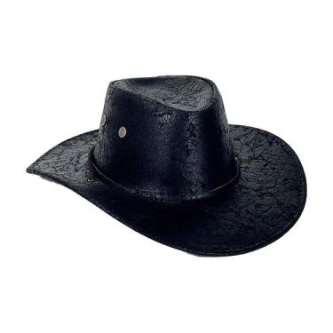Imagem de Chapéu de cowboy preto envelhecido em material sintético, capa solar d