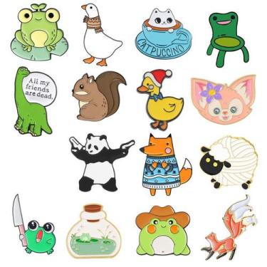 Imagem de Conjunto de broches Creative Cartoon Animal Frog Panda Fox - yiweisai