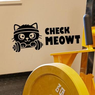 Imagem de Adesivos de parede Check Meowt Cat, adesivos de arte removível em PVC 