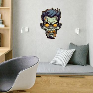 Imagem de Adesivos de parede Halloween Cartoon Zombie Head PVC 20x29cm - yiweisa
