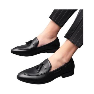 Imagem de Sapatos Masculinos De Couro Estilo Britânico, Sem Cadarço, Com Borlas,