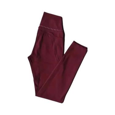 Imagem de Calças De Yoga Femininas De Cintura Alta Nude Com Efeito Levanta Bumbu