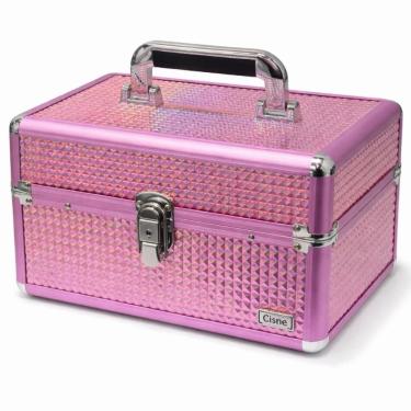 Imagem de Maleta de Maquiagem Cisne Rosa e Prata com 2 Bandejas Csn-a152