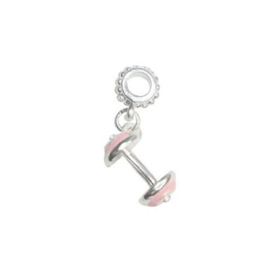 Imagem de Berloque Halteres Rosa Banho Prata pulseiras de berloques - Pulseiras 