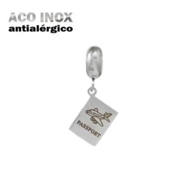 Imagem de Pingente Passaporte em Aço Inox Antialérgico Pulseiras Berloque - Puls