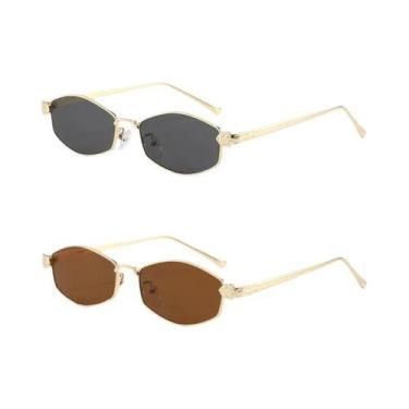 Imagem de Óculos De Sol Unissex Vintage Com Lentes Pretas Estilo Punk, 2 Peças, 